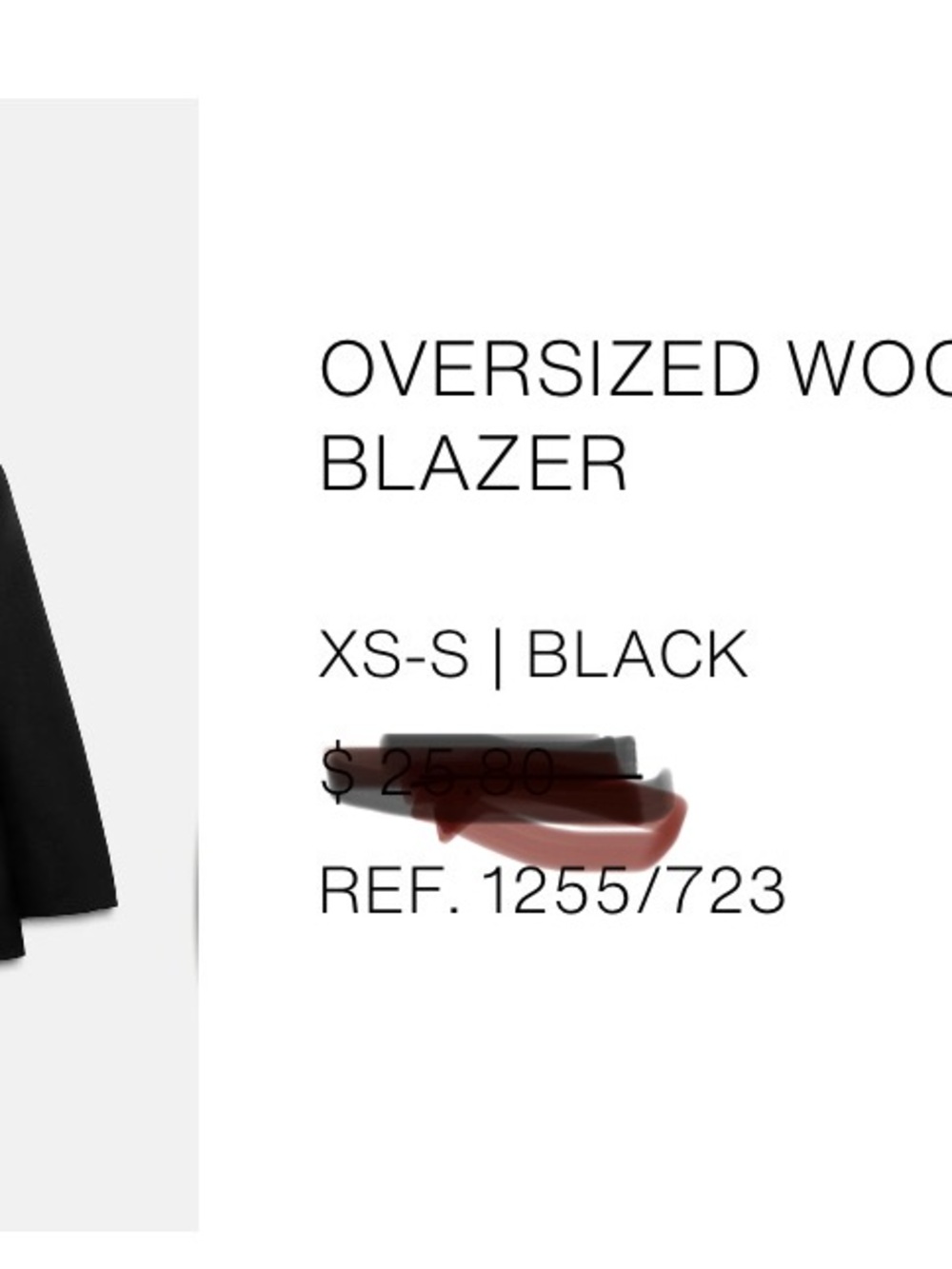 Zara Oversized Wool Blazer - Black